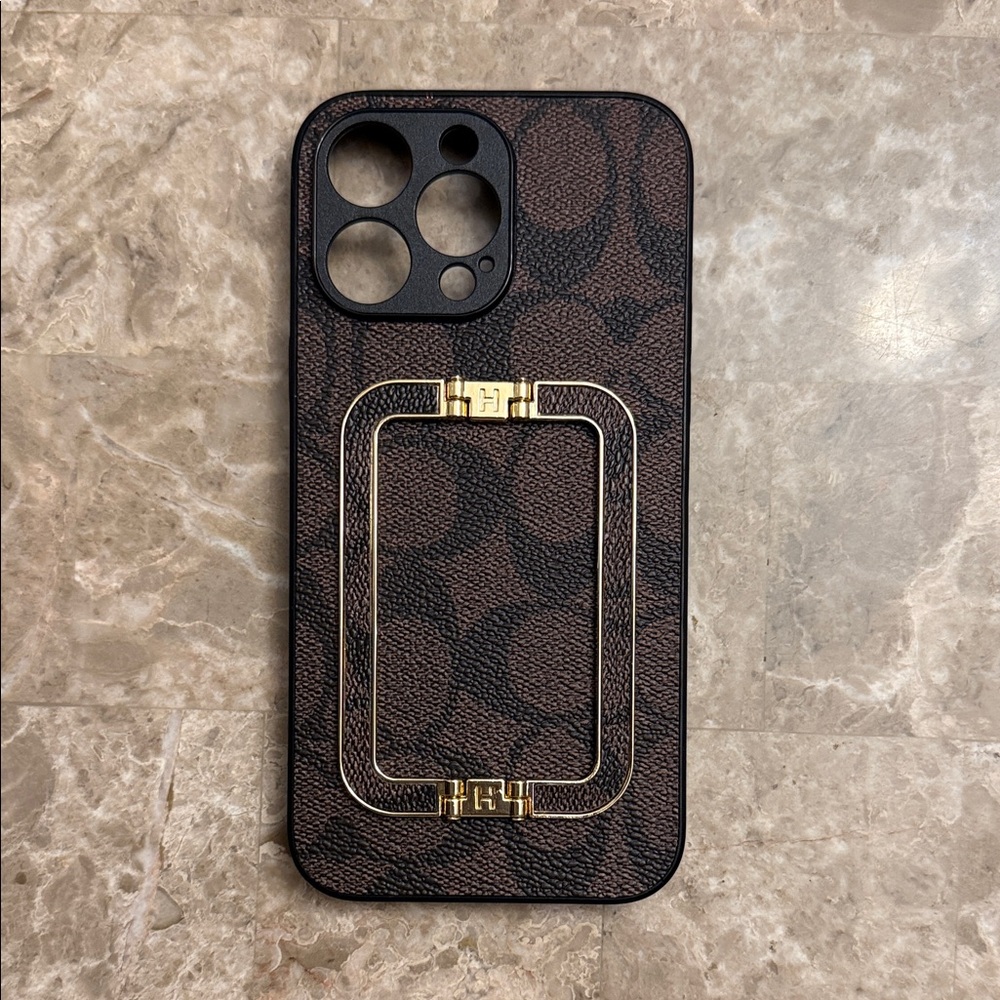 Luxury Brown and Black Patterned IPhone 14 Pro Max Case